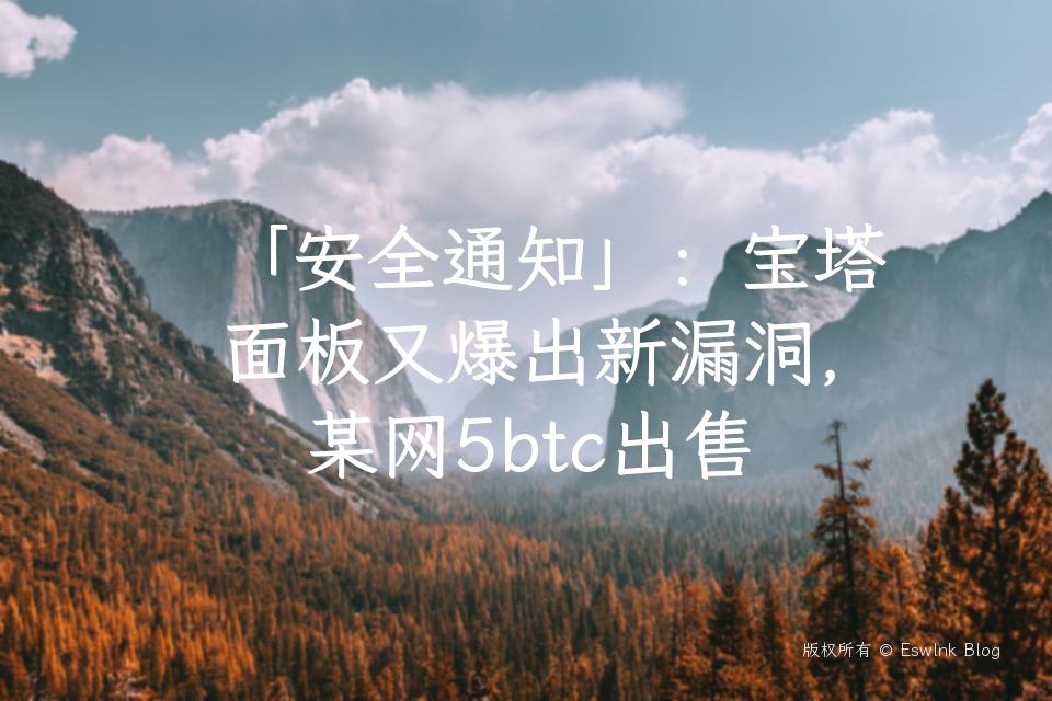 「安全通知」：宝塔面板又爆出新漏洞，某网5btc出售插图